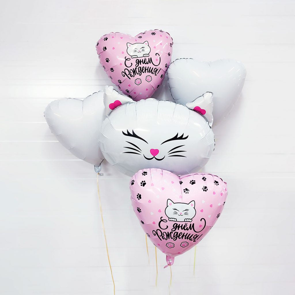 Шар Фигура Кошка 64/65 см / Белый / инд.упаковка