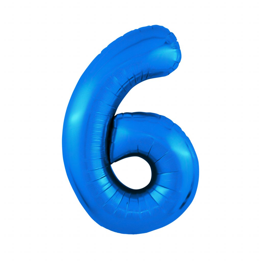 шар надувной Синий цифра 6 Slim /40′-102см