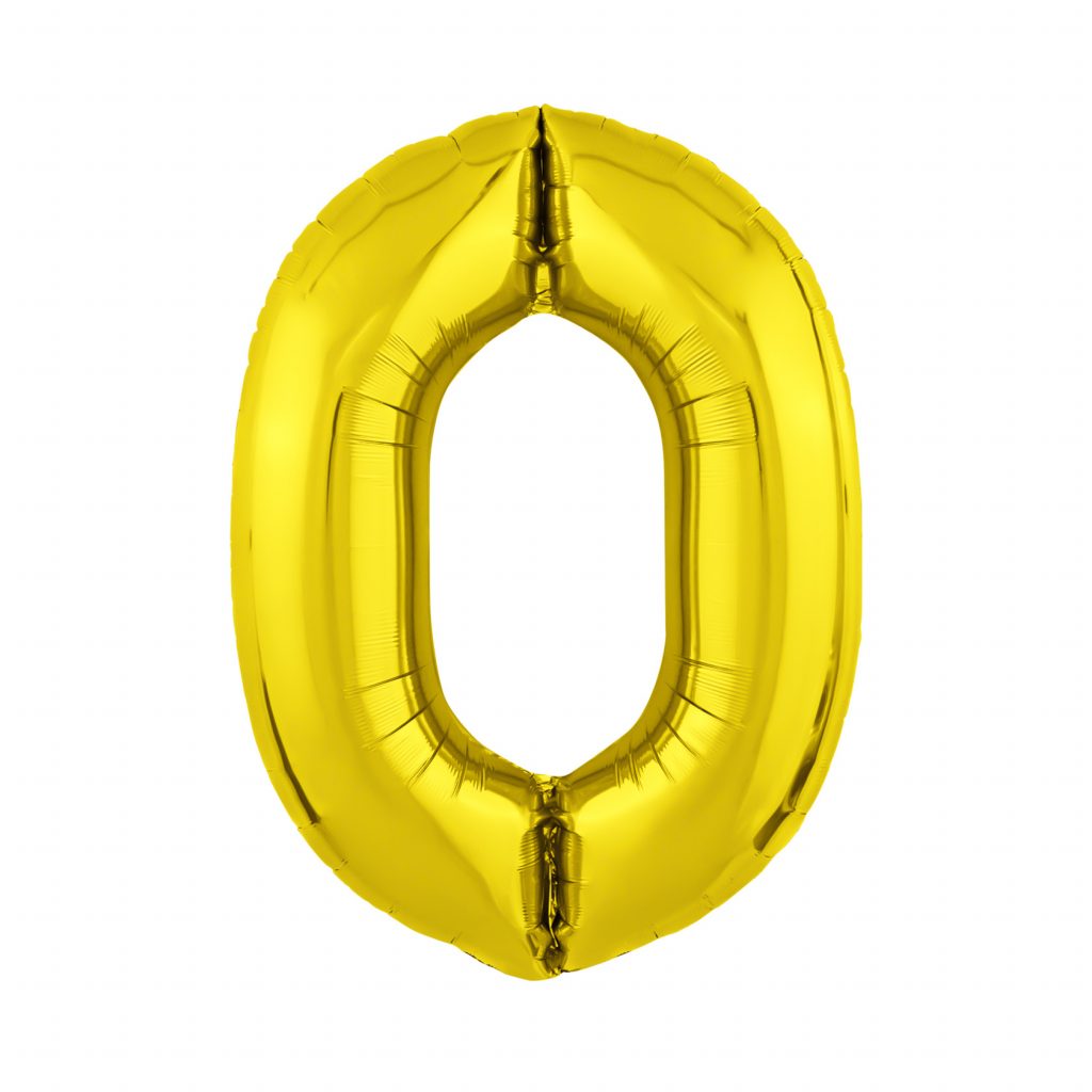 шар надувной Цифра 0 Slim золото .