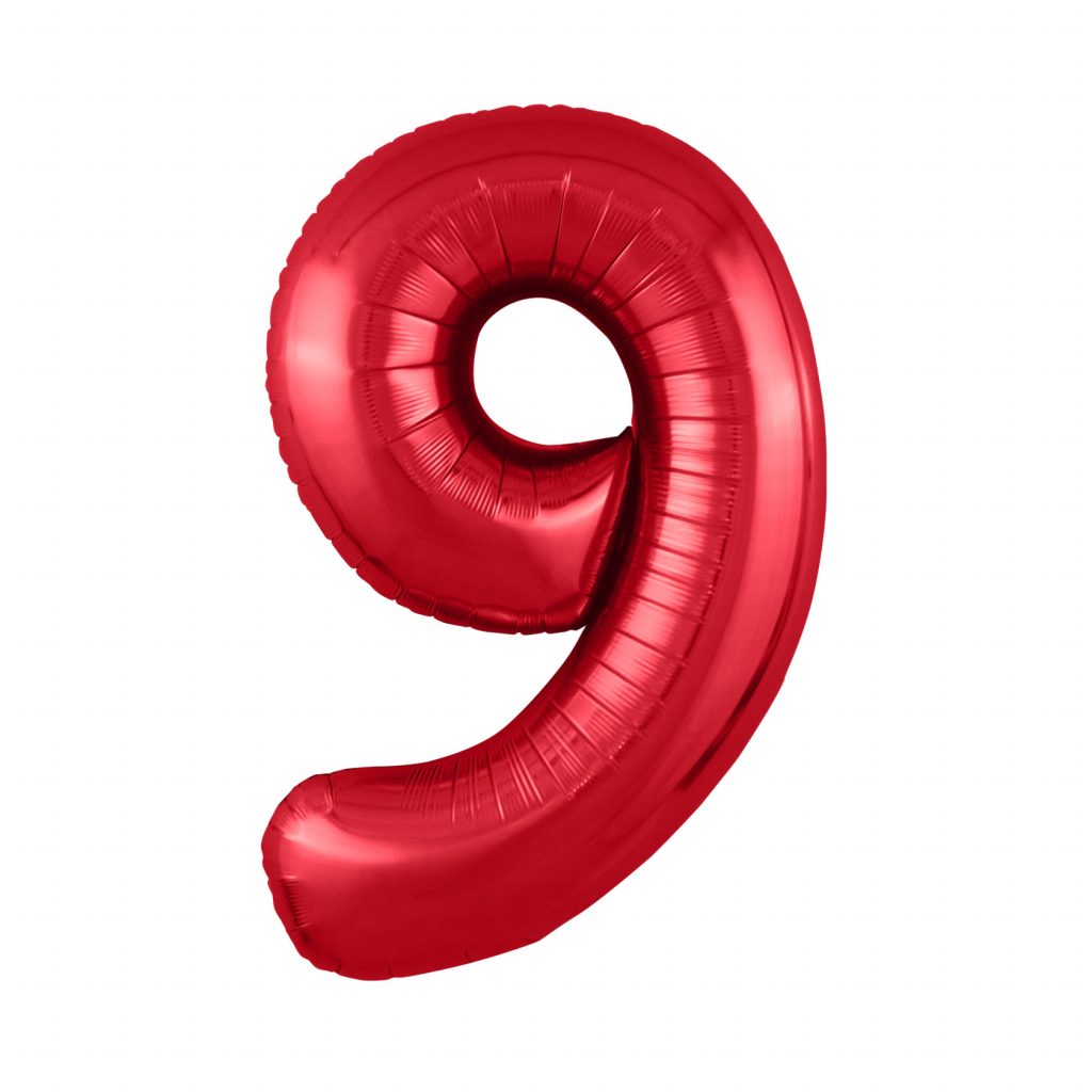 шар надувной Красный цифра 9 Slim /40′-102см