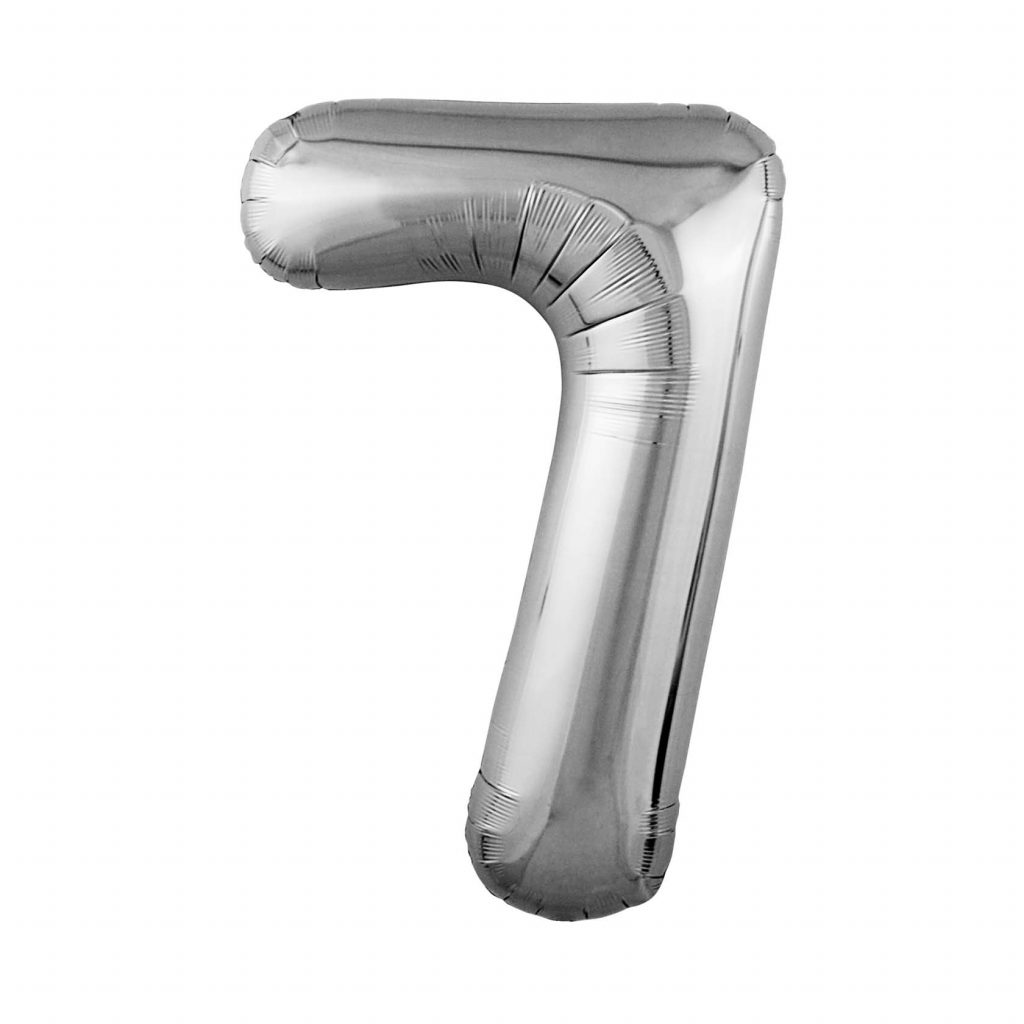 шар надувной Цифра 7 Slim серебро