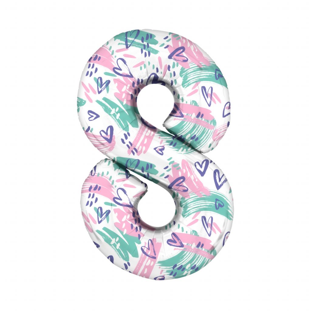 шар надувной Цифра 8 Slim нежный паттерн