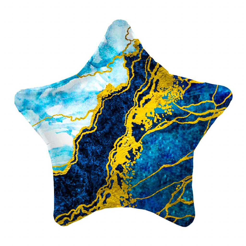 Шар Звезда 19′ / Синий Мрамор / инд.упаковка