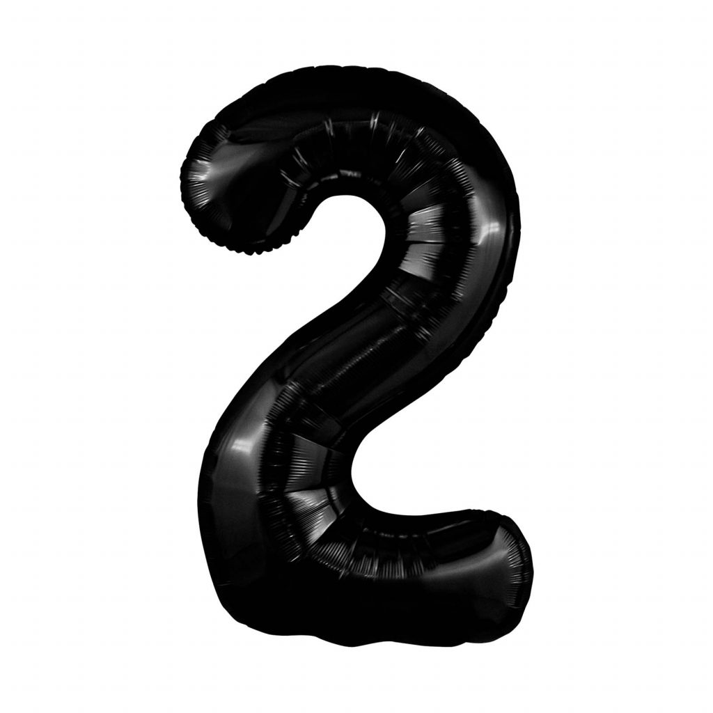 шар надувной Цифра 2 Slim Черный блеск
