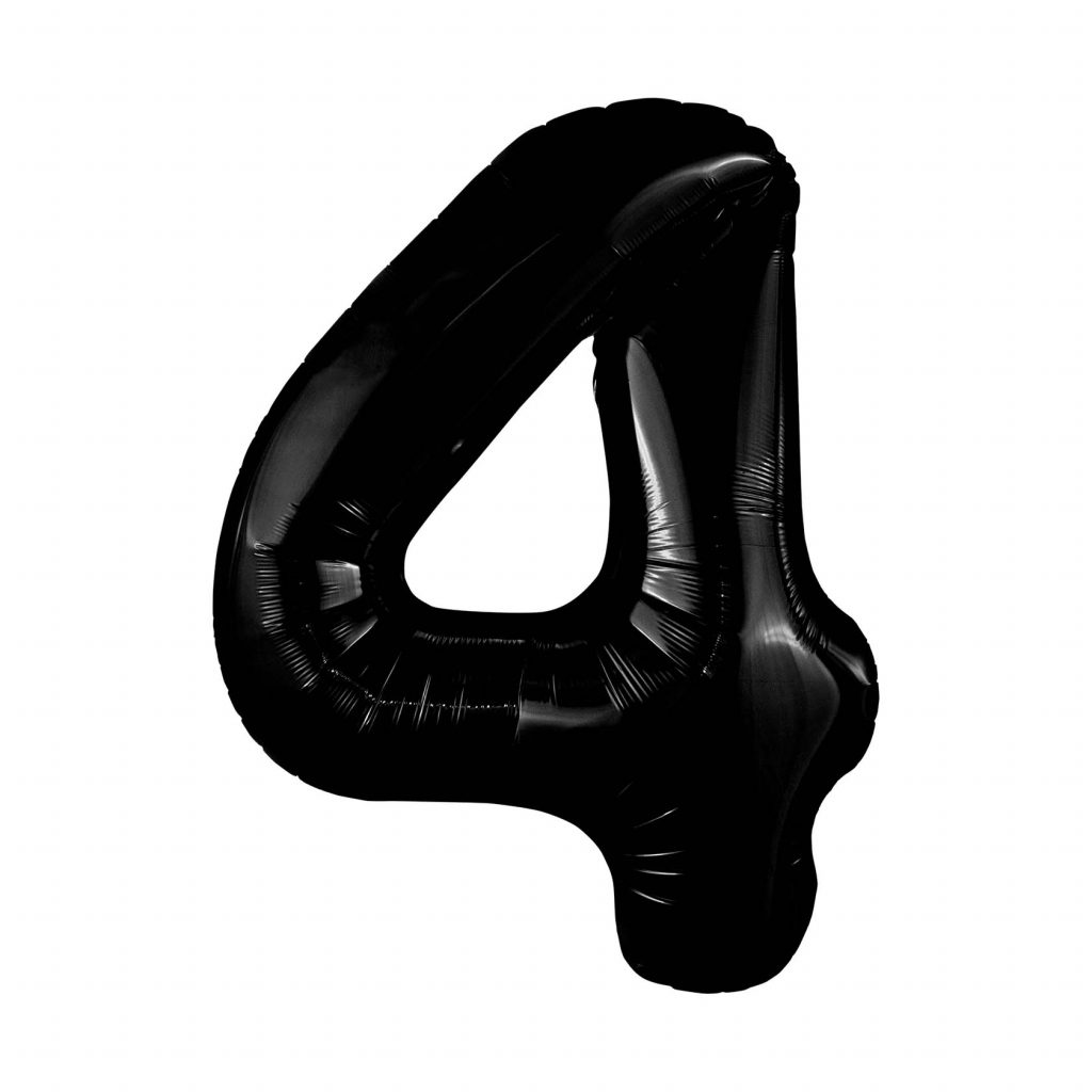 шар надувной Цифра 4 Slim Черный блеск
