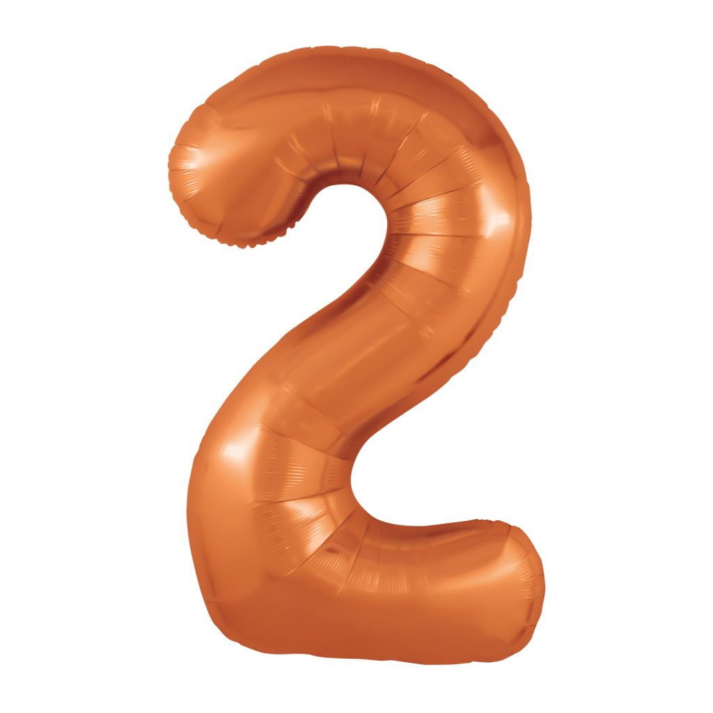 Шар надувной Цифра 2 Slim Папайя