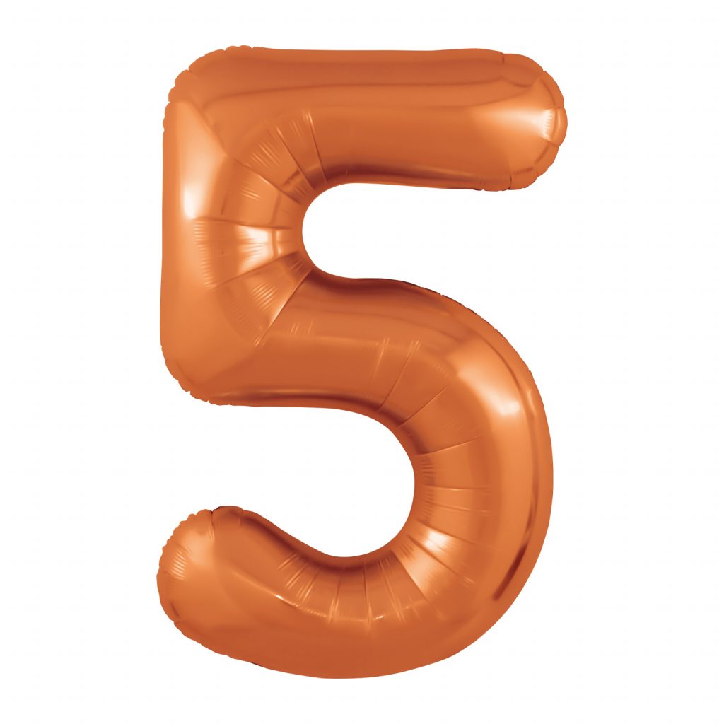 Шар надувной Цифра 5 Slim Папайя