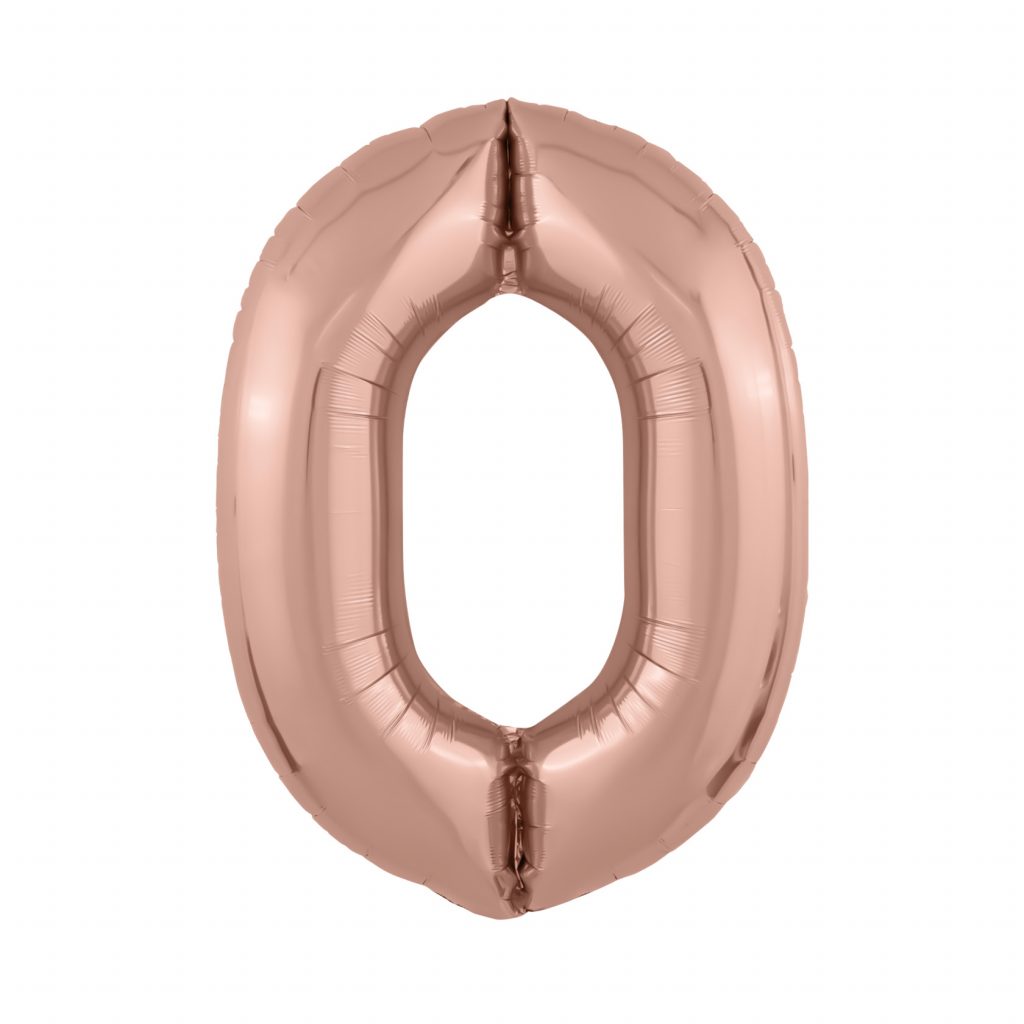 шар надувной Цифра 0 Slim Розовое золото