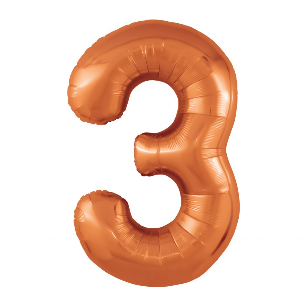 Шар надувной Цифра 3 Slim Папайя