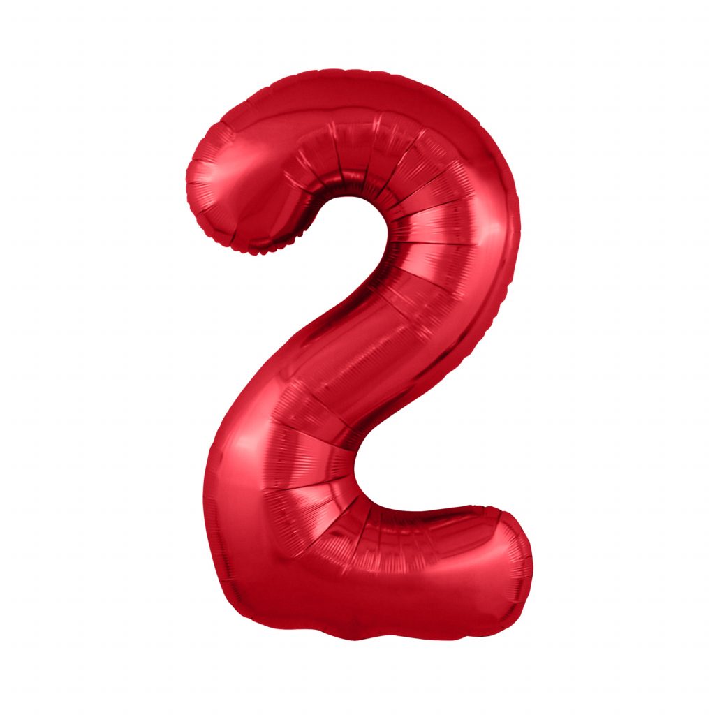 шар надувной Красный цифра 2 Slim /40′-102см