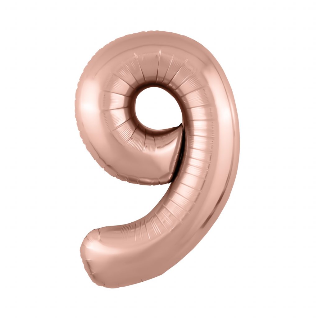 шар надувной Цифра 9 Slim Розовое золото