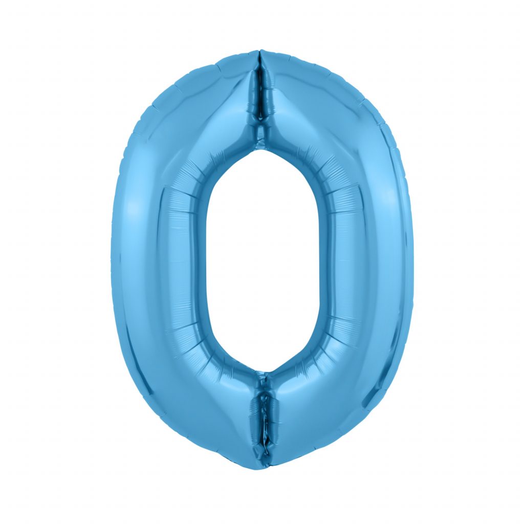 шар надувной Цифра 0 Slim Холодный голубой