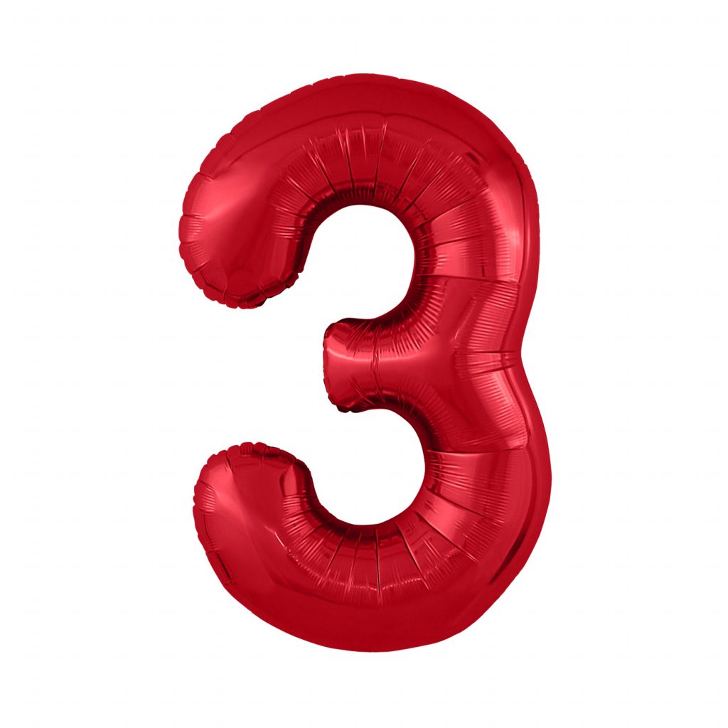 шар надувной Красный цифра 3 Slim /40′-102см