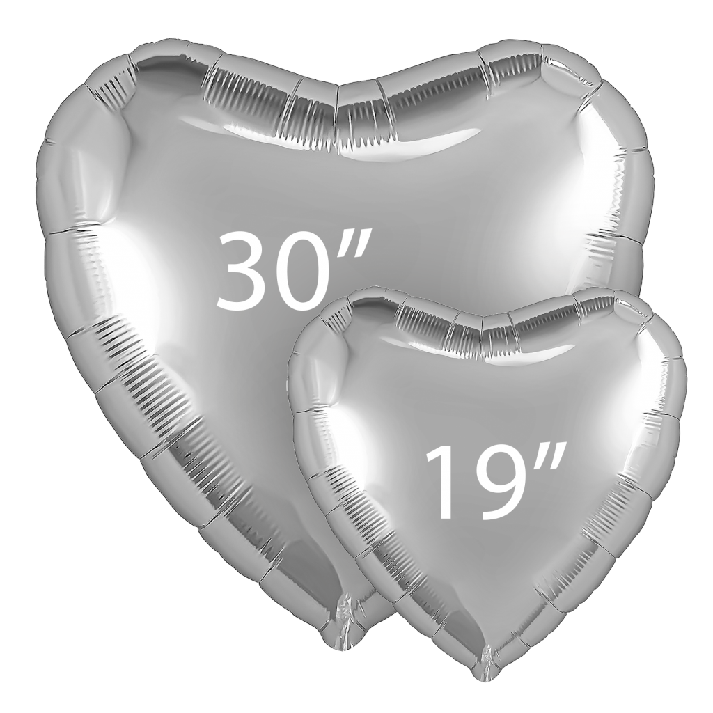 шар надувной сердце 30″/76,5 см / серебро