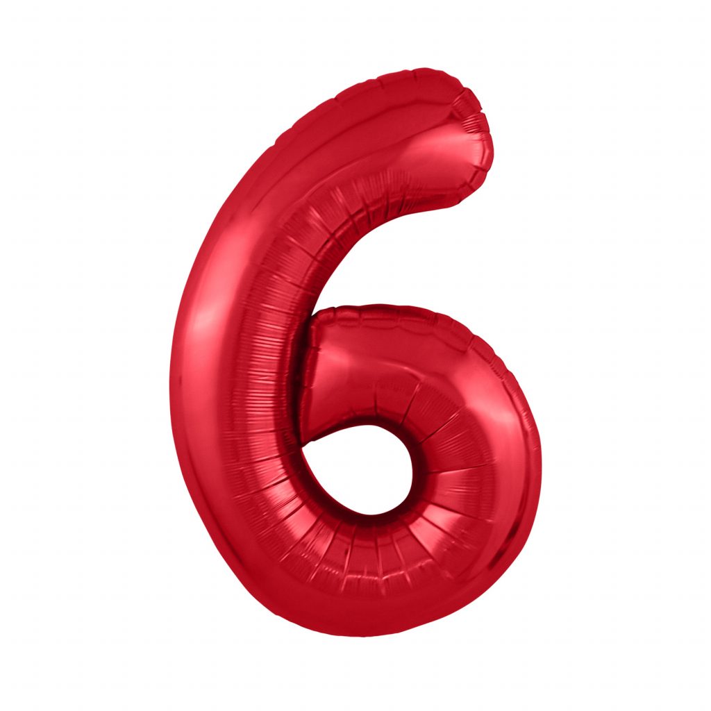 шар надувной Красный цифра 6 Slim /40′-102см