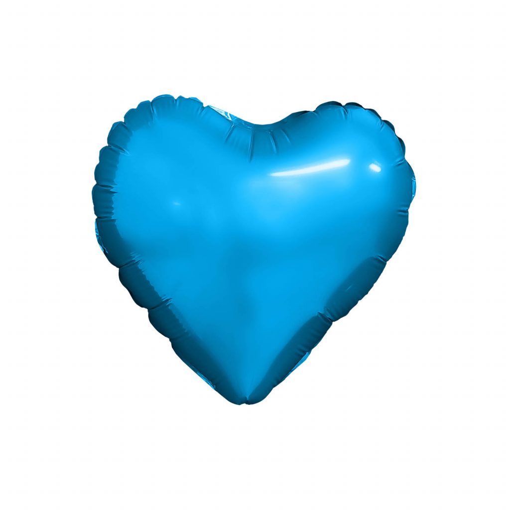 шар надувной Мини сердце 9/23 см., синий с клапаном