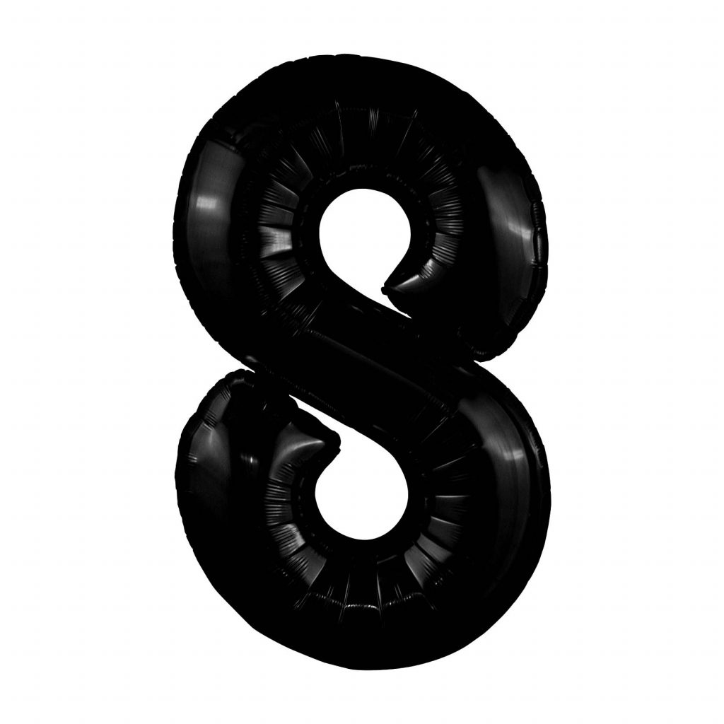 шар надувной Цифра 8 Slim Черный блеск