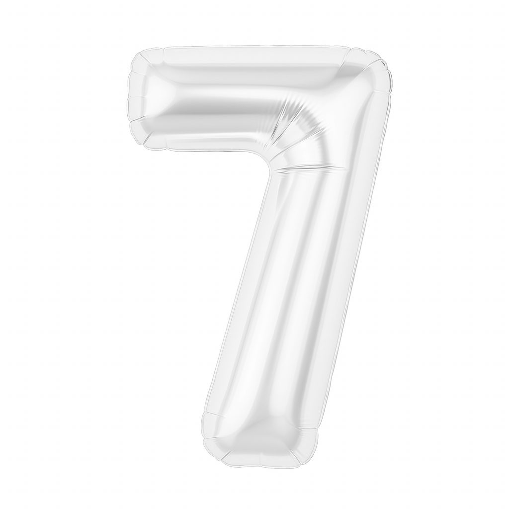 Шар надувной Цифра 7 Slim Белый блеск