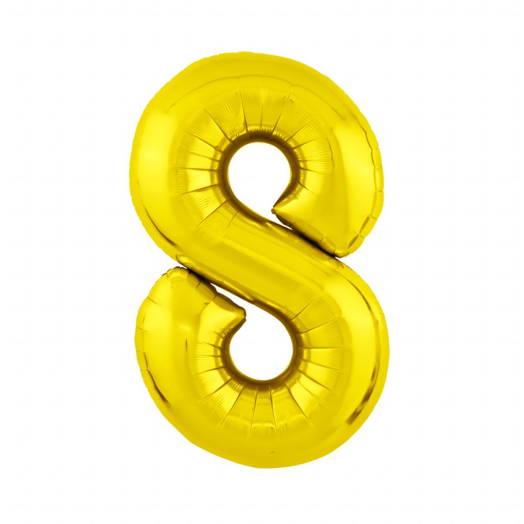 шар надувной Цифра 8 Slim золото