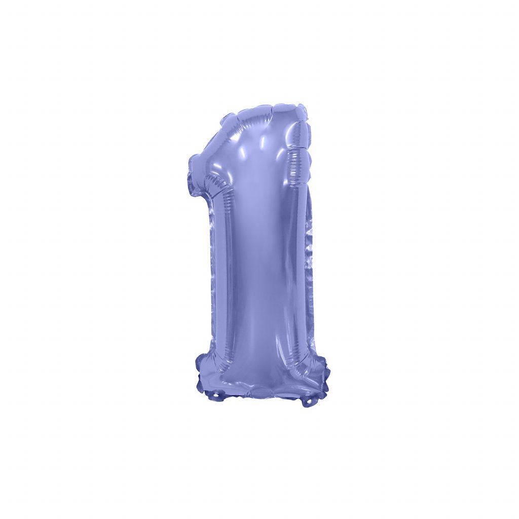 шар надувной ЦИФРА 1 14/36см, пастельный фиолетовый с клапаном, 5 шт.