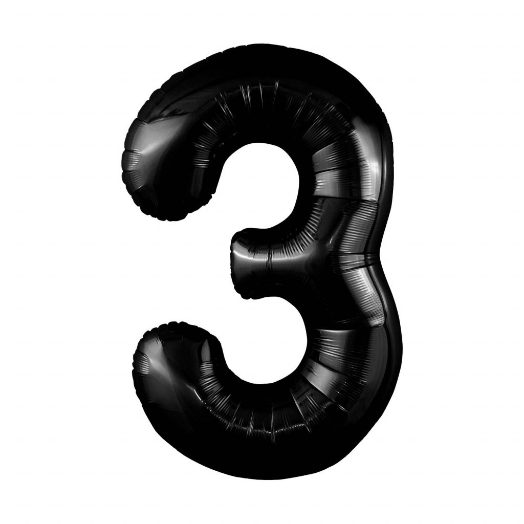 шар надувной Цифра 3 Slim Черный блеск
