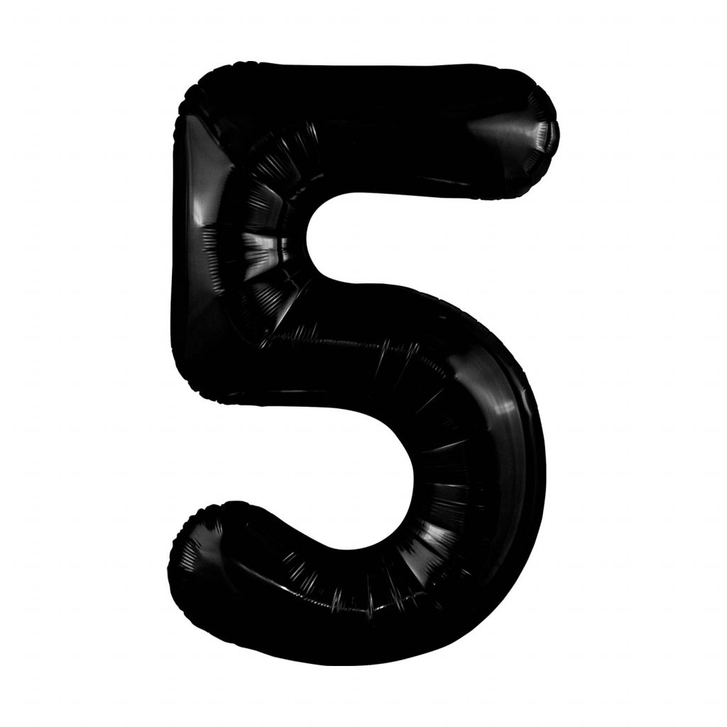 шар надувной Цифра 5 Slim Черный блеск