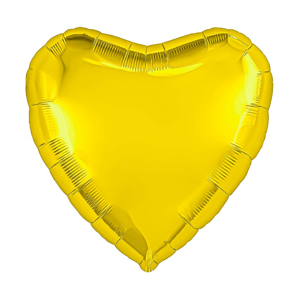 шар надувной сердце 30″/76,5 см / золото