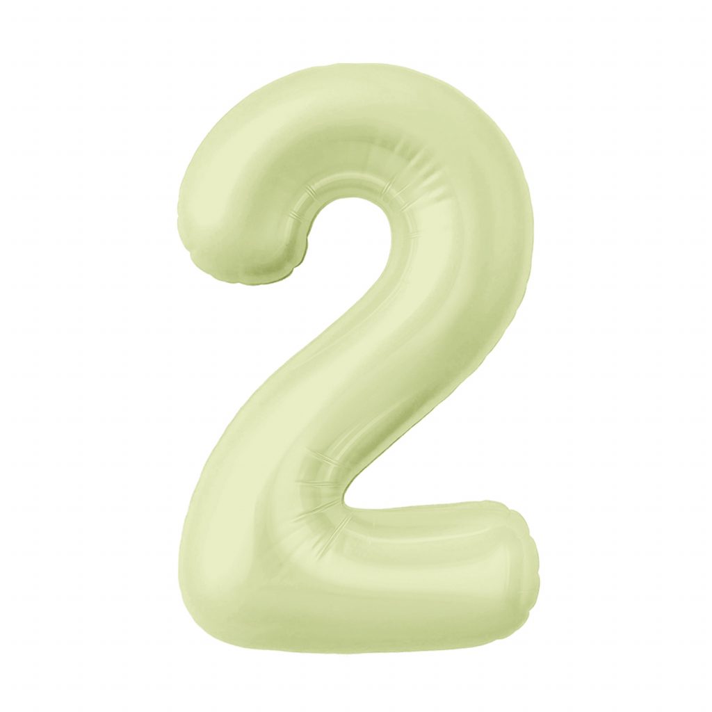 Шар надувной Цифра 2 Slim Пыльный лайм