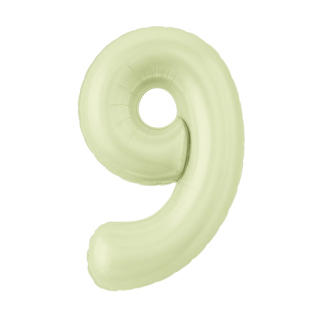 Шар надувной Цифра 9 Slim Пыльный лайм