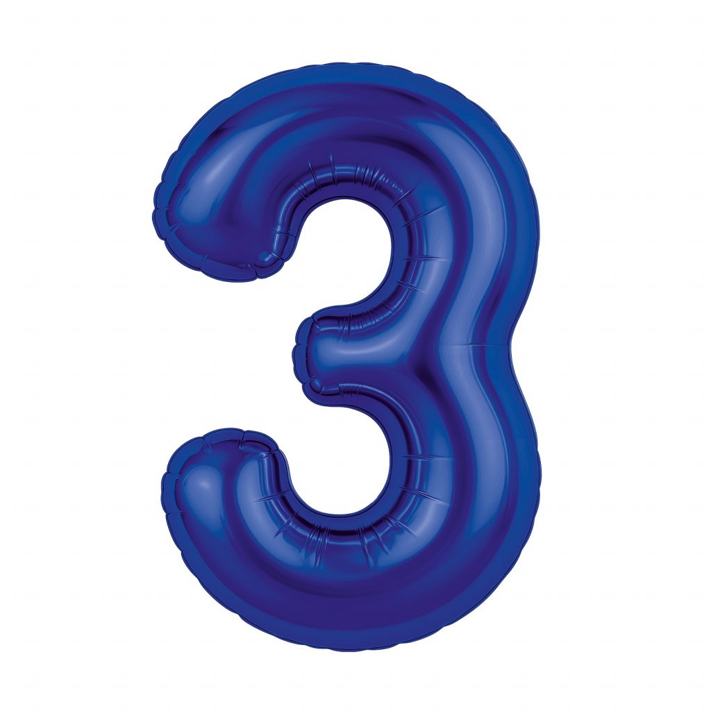 Шар надувной Цифра 3 Slim Полуночно-синий