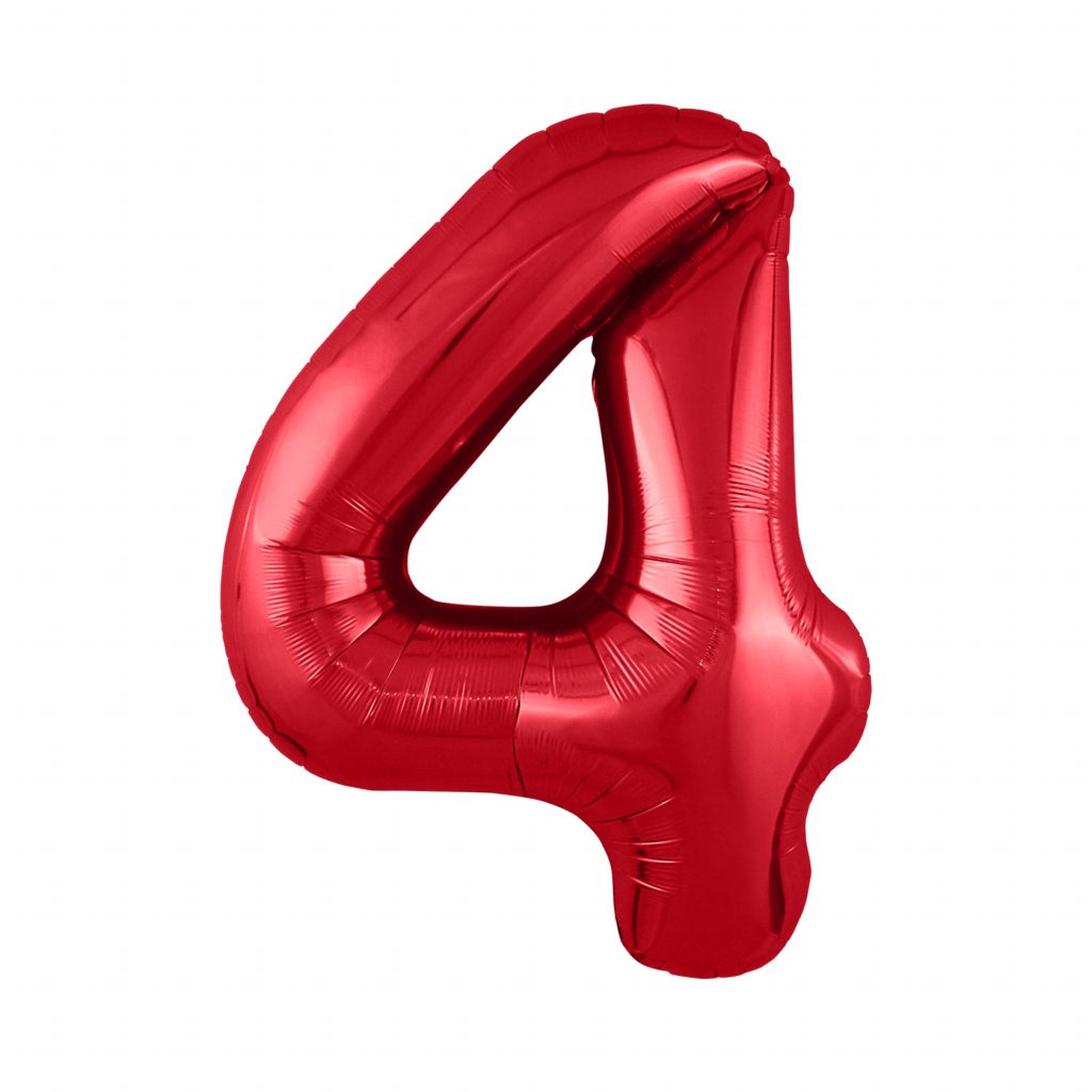 шар надувной Красный цифра 4 Slim /40′-102см