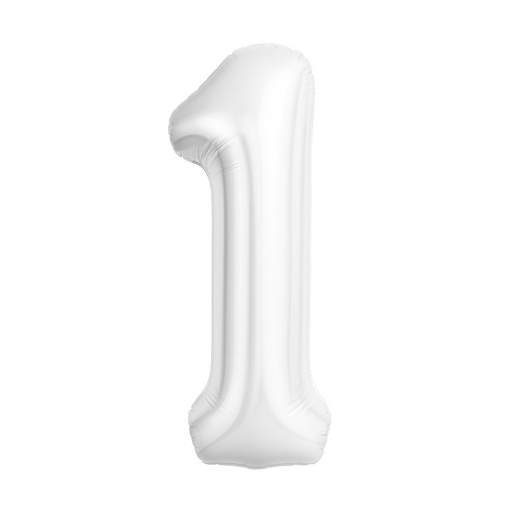 Шар надувной Цифра 1 Slim Белый блеск