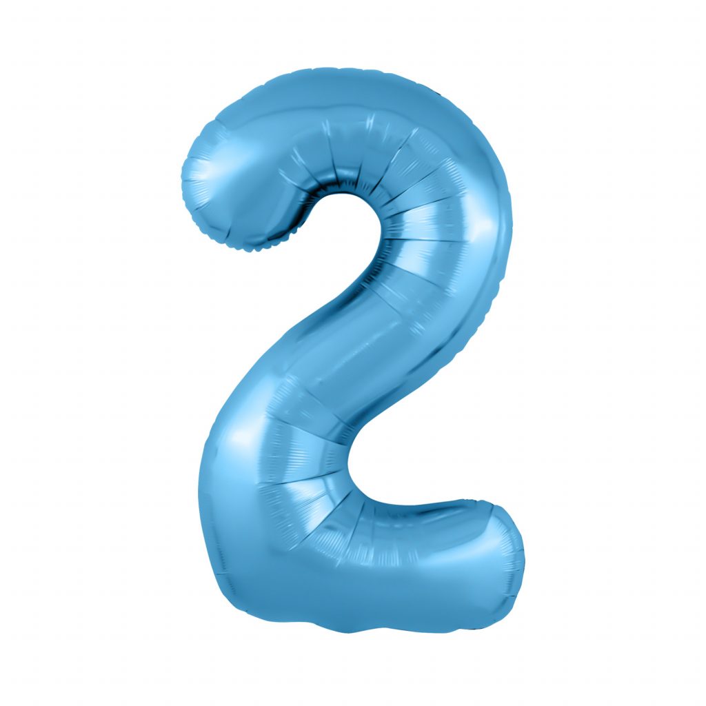шар надувной Цифра 2 Slim Холодный голубой