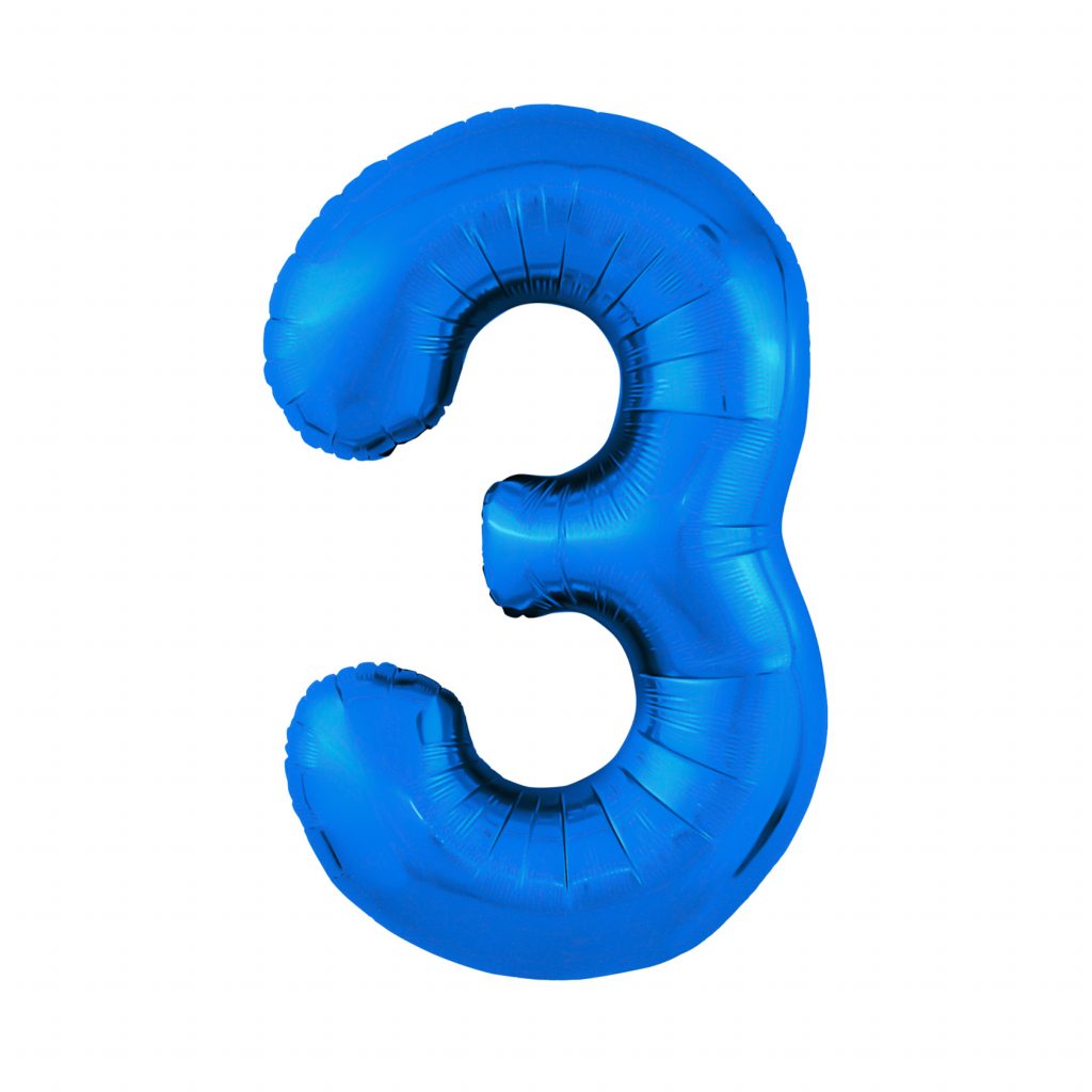 шар надувной Синий цифра 3 Slim /40′-102см