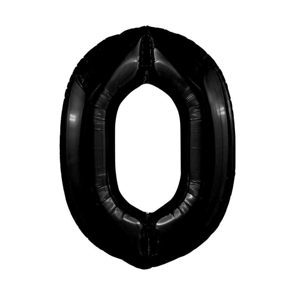 шар надувной Цифра 0 Slim Черный блеск
