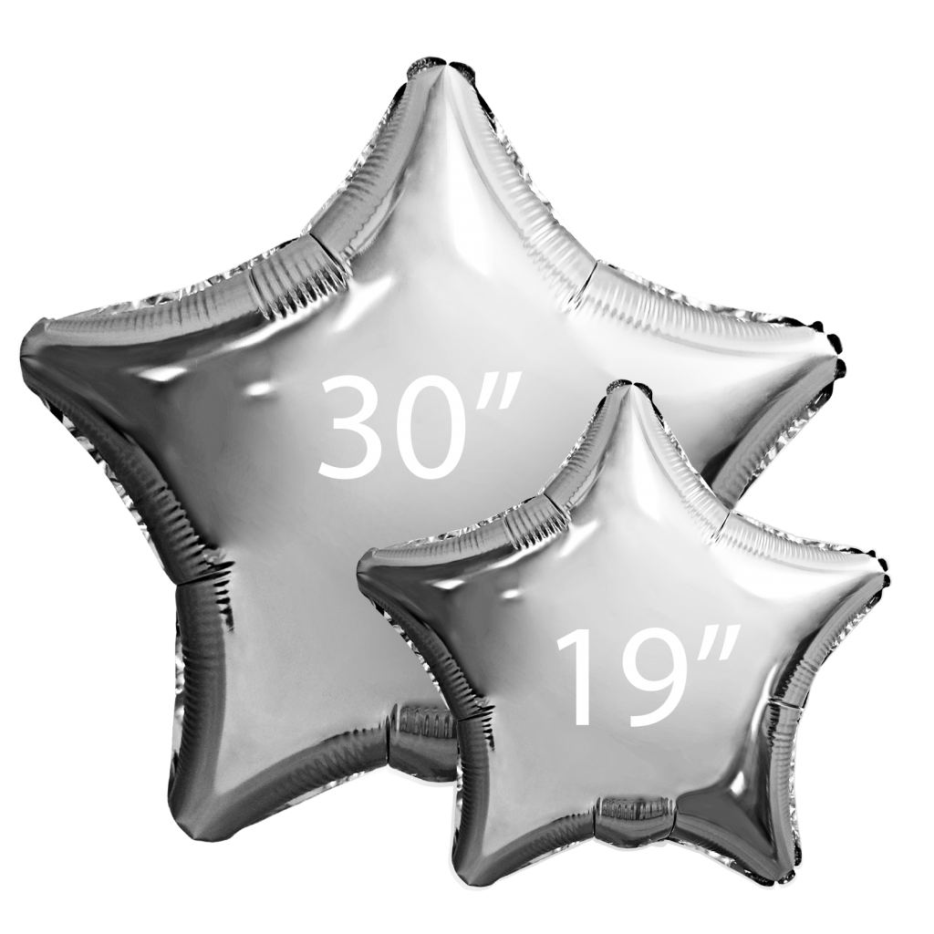 Шар Звезда 30′ / 76,5 см / Серебро