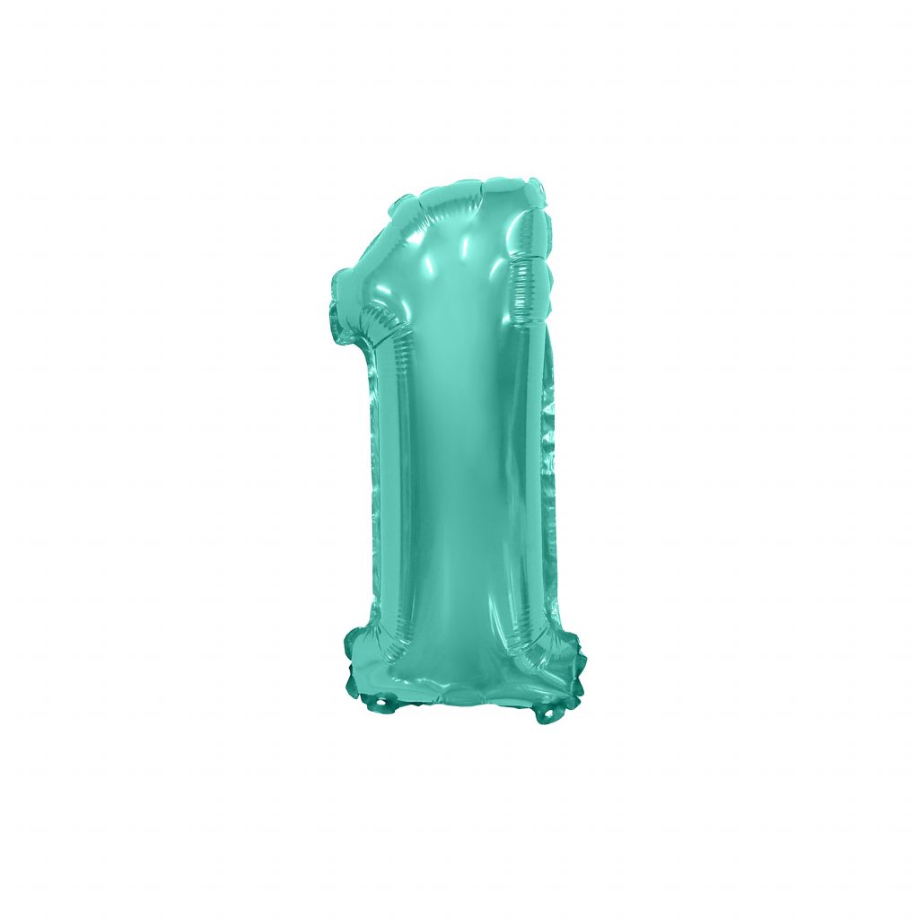 шар надувной ЦИФРА 1 14/36см, бискайский зеленый с клапаном