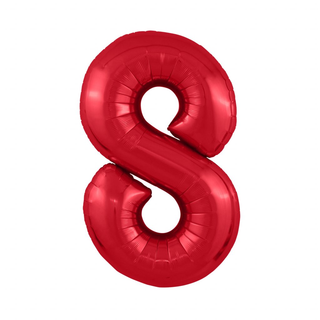 шар надувной Красный цифра 8 Slim /40′-102см