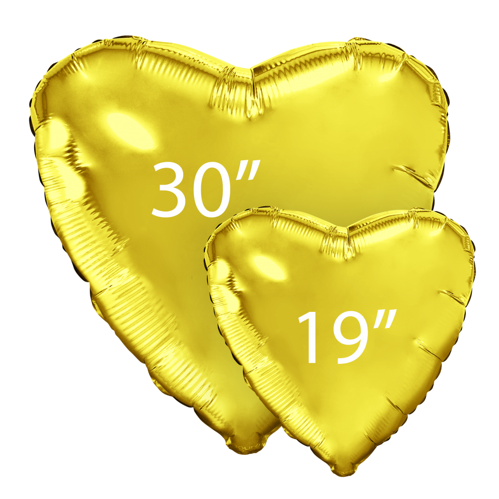 шар надувной сердце 30″/76,5 см / золото
