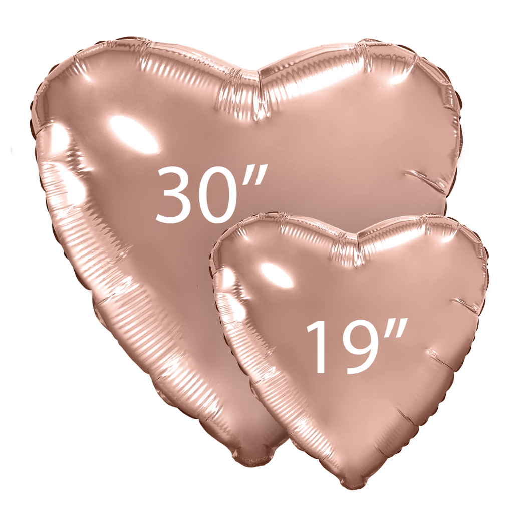 шар надувной сердце 30″/76,5 см / розовое золото