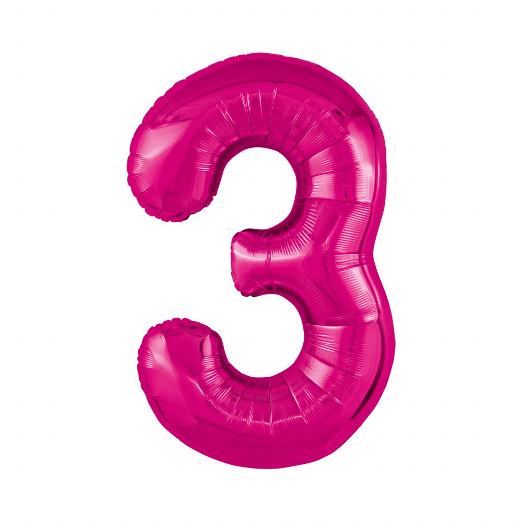 шар надувной Цифра 3 Slim Фуксия