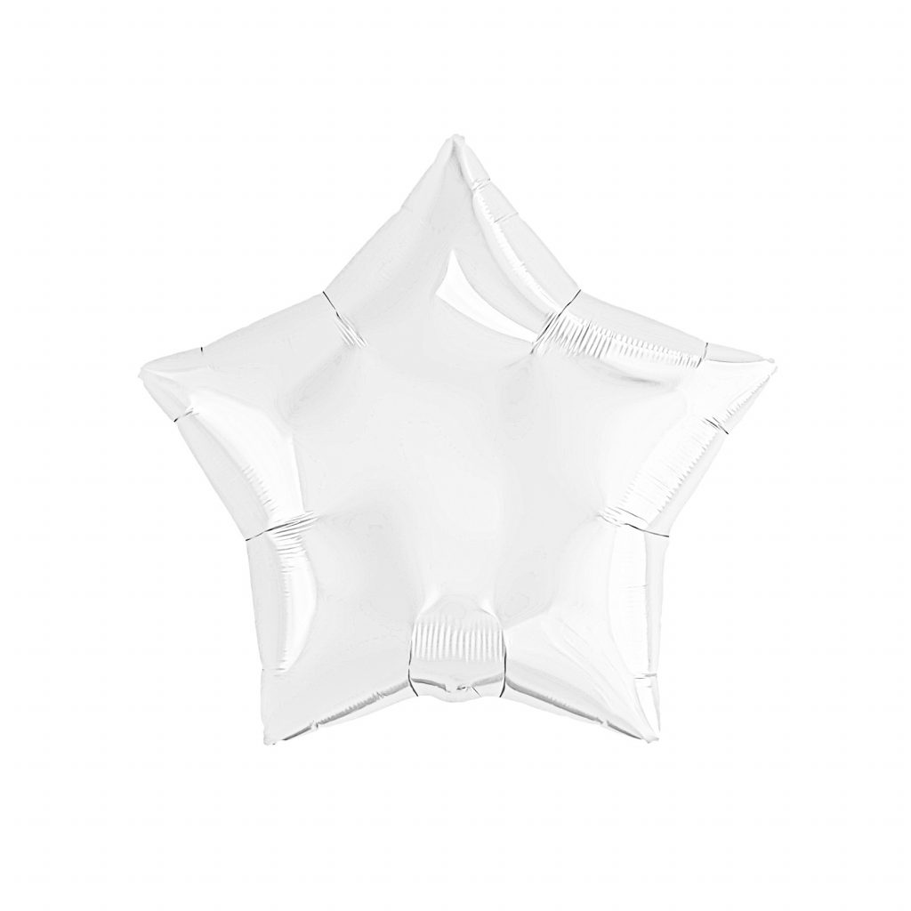 Шар надувной звезда 9″ / 23 см, Белый блеск без клапана