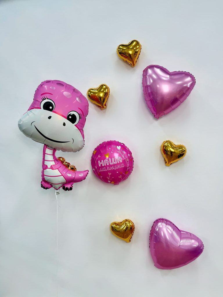 Шар Фигура Динозаврик девочка 58/97 см / инд.упаковка