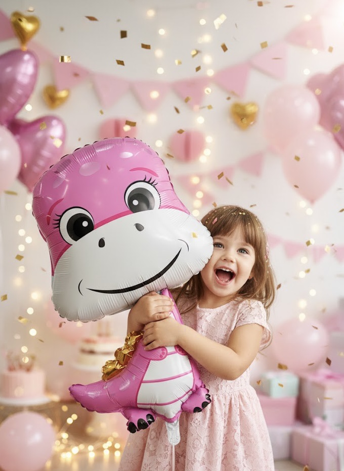 Шар Фигура Динозаврик девочка 58/97 см / инд.упаковка